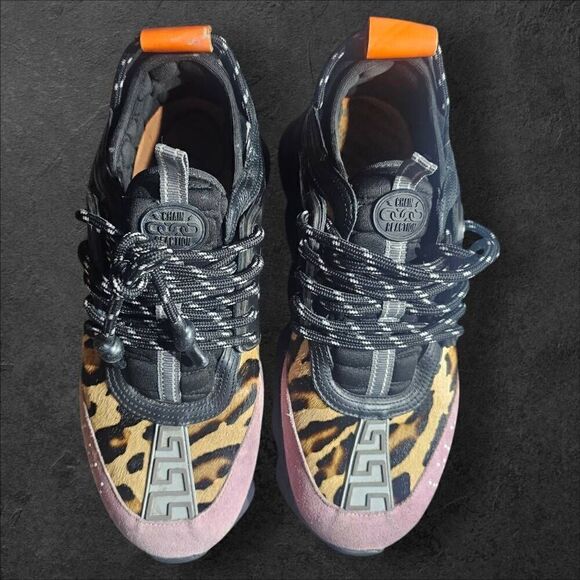 Versace Mens Chain Reaction Panelled Leopard Print Sneakers Size 42 (9) main image 4
